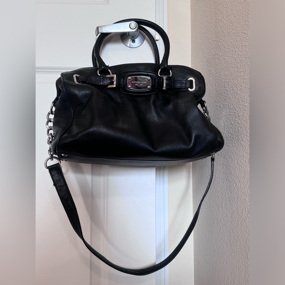 Michael Kors Black and Silver Satchel with Classic Design - Picture 1 of 6